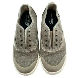 Paul Sperry topsider womens sneakers size 6 green canvas lace less slip ons